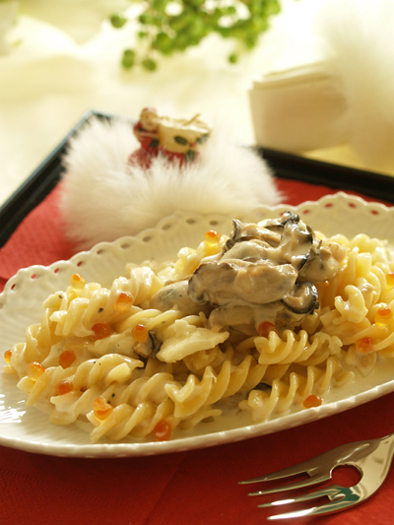 牡蠣とイクラのフジッリ～カチョリコッタチーズソ...