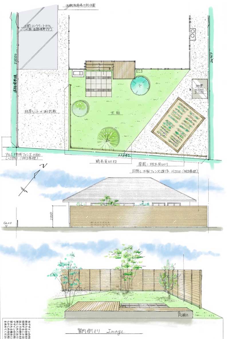 遊びも育てる庭の一角