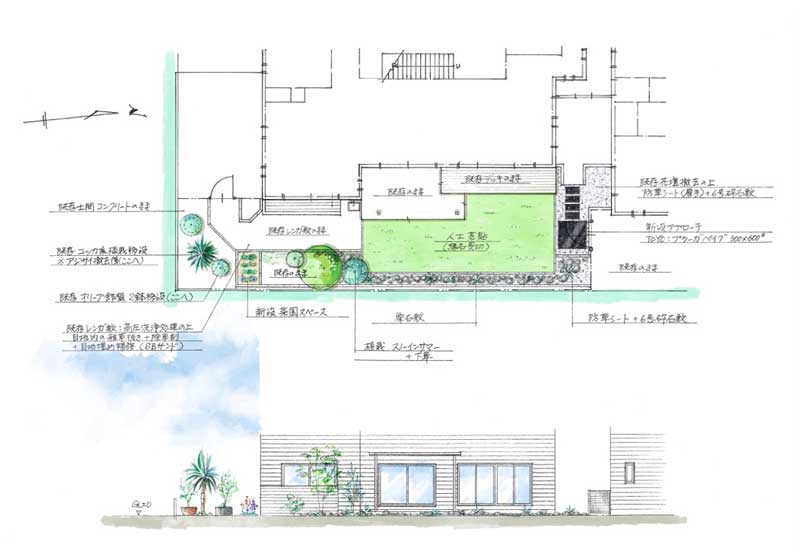 効率的なプランニングで実現した 遊びと寛ぎの多目的ガーデン
