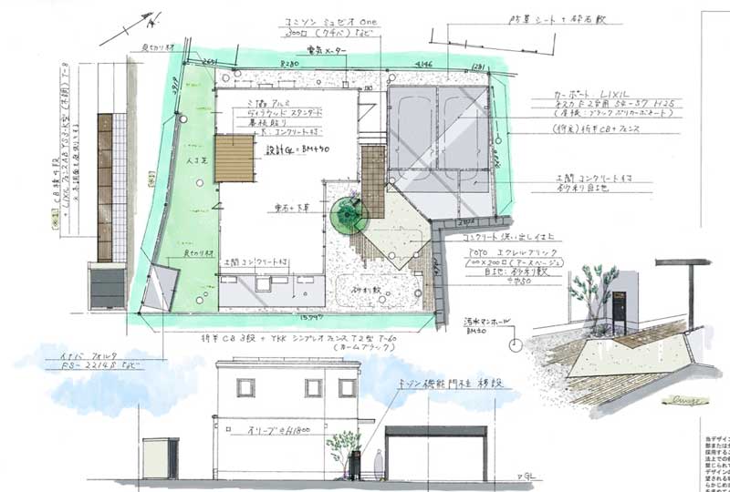 グラベルがファサードを彩るエクステリアデザイン